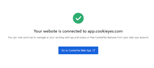 CookieYes web app アカウント登録完了画面